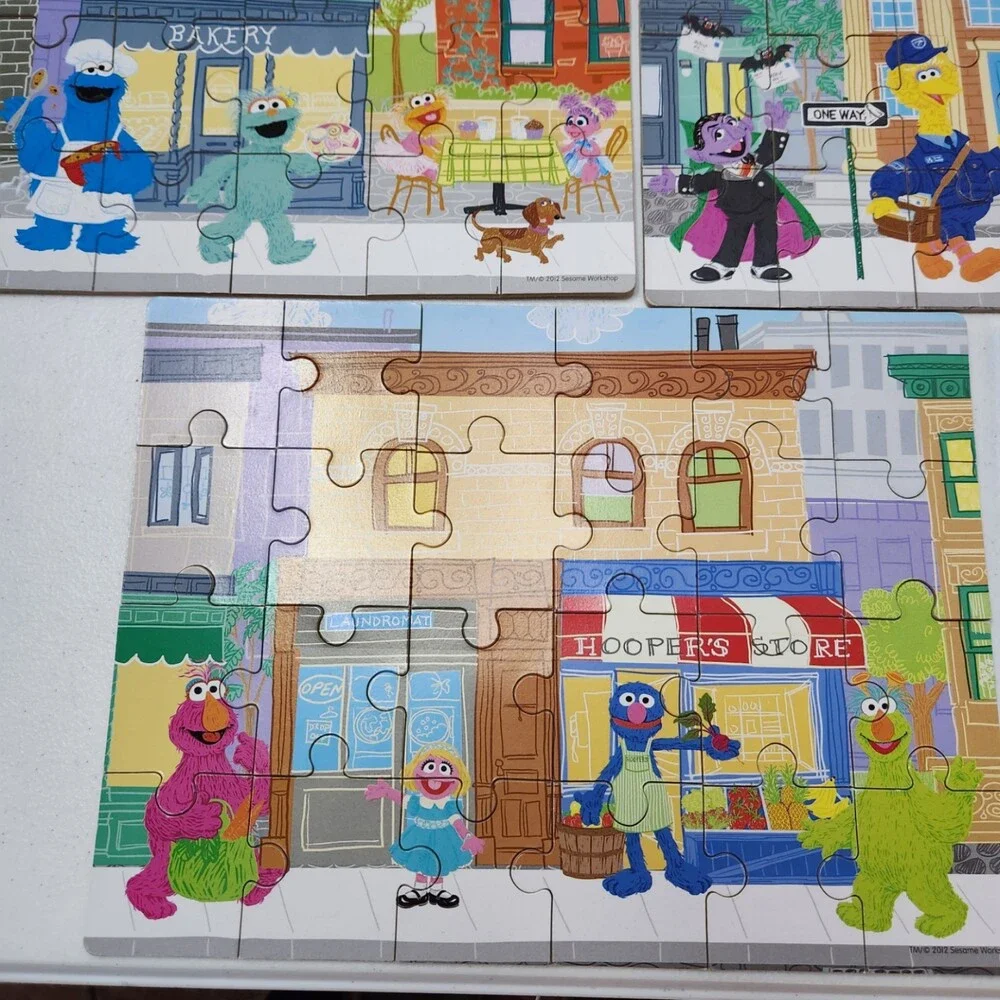 Sesame Street Puzzle & Book Lot 3 Puzzles + Elmo Book